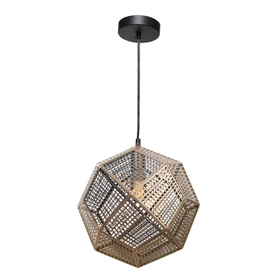 Signature Home Collection 12" Black and Gold Disco Ball Ceiling Pendant Light Fixture
