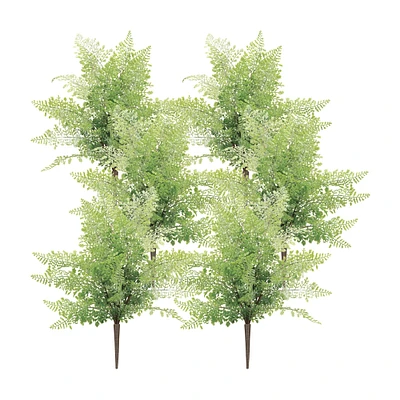 Contemporary Home Living Pack of 6 Artificial Plastic Green Fern Bush 19"