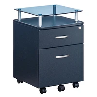 Techni Office Solutions 24" Blue and Clear Durable Rectangular Rolling File Cabinet