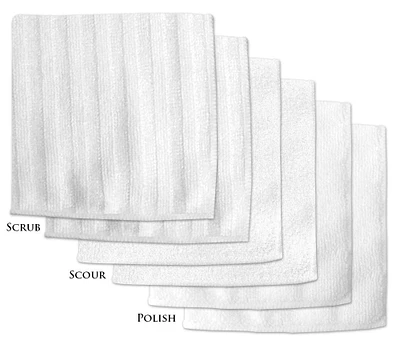 Contemporary Home Living Set of 6 White Microfiber Square Dish Towels 12” x 12”