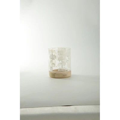 CC Home Furnishings 6" Clear and Beige Cylindrical Floral Glass Decorative Vase