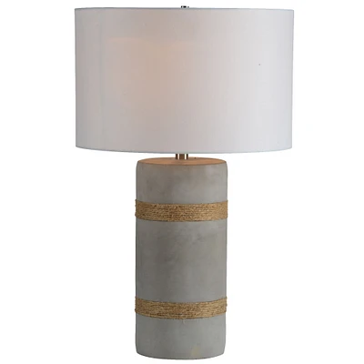 Signature Home Collection 28" Gray Concrete and Rope Accented Table Lamp with White Drum Shade