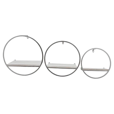 Kingston Living Set of 3 Silver and White Wall Shelves 16"