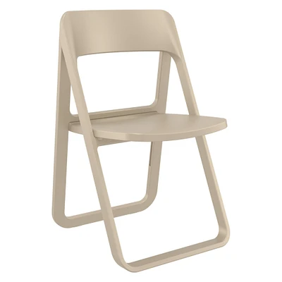 Luxury Commercial Living 32.25" Taupe Brown Solid Outdoor Resin Folding Chair