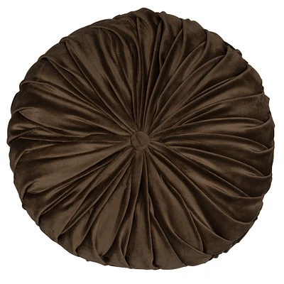 Contemporary Home Living 15" Brown Round Tufted Velvet Pillow