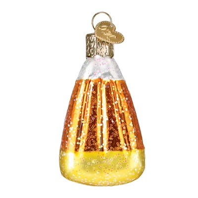 Elegant Candy Corn Glass Christmas Tree Ornament