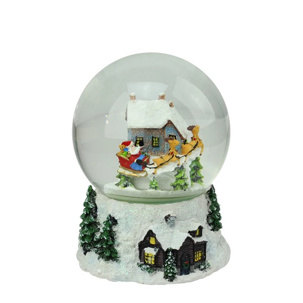 Northlight 6.75" Musical and Animated Santa and Reindeer Rotating Christmas Water Globe