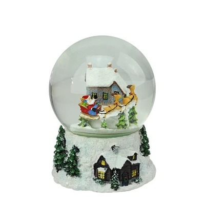 Northlight 6.75" Musical and Animated Santa and Reindeer Rotating Christmas Water Globe
