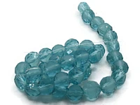 36 8mm Sky Blue Faceted Coin Flat Round Glass Beads