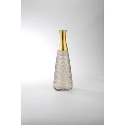 CC Home Furnishings 14" Gray and Gold Contemporary Glass Bottle Decorative Vase