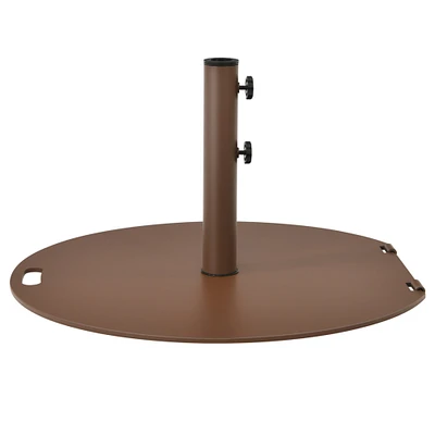 Gymax Round Weighted Patio Umbrella Base Stand 50 lbs w/ 3 Adapters Brown