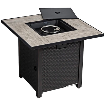 Gymax 30 Gas Fire Table 50,000 BTU Square Propane Fire Pit Table Patio Yard