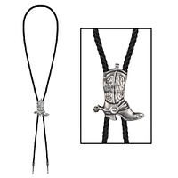 Party Central Pack of 12 Black and Gray Men Adult Cord Bolo Tie with Cowboy Boot Slide Costume Accessory 37"