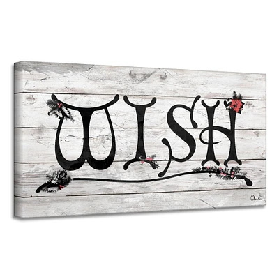 Crafted Creations Black and Beige 'Wish' Christmas Canvas Wall Art Decor 18" x 36"