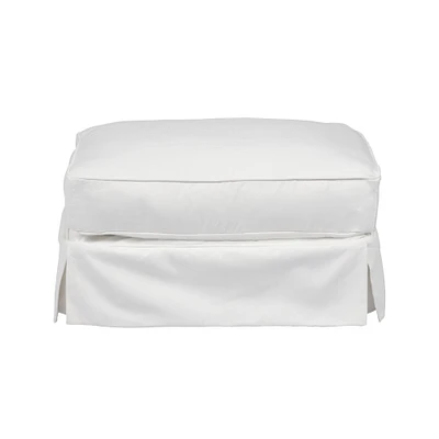 The Hamptons Collection 33" Warm White Sunset Trading Americana Box Cushion Ottoman Slipcover  Warm White