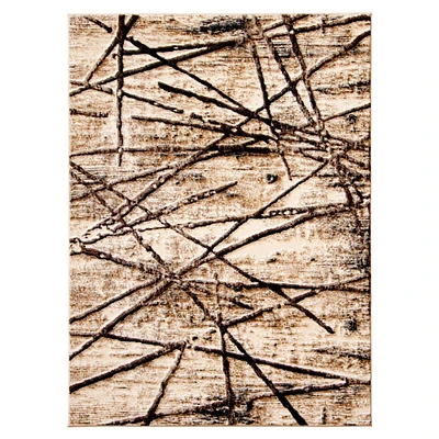 Chaudhary Living 4' x 5.5' Brown and Gold Abstract Rectangular Area Throw Rug