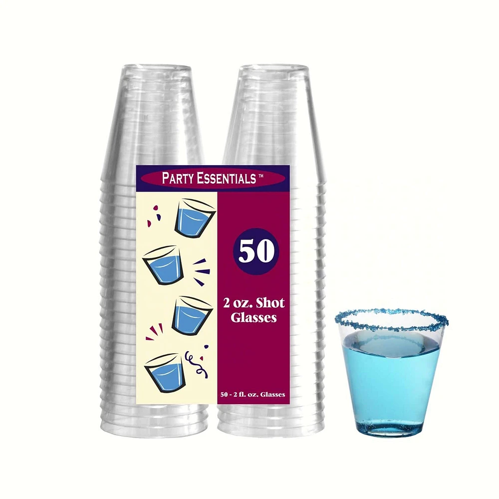 GC Home & Garden Club Pack of 50 Clear Disposable Plastic Shot Glasses 2.oz