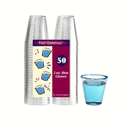 GC Home & Garden Club Pack of 50 Clear Disposable Plastic Shot Glasses 2.oz