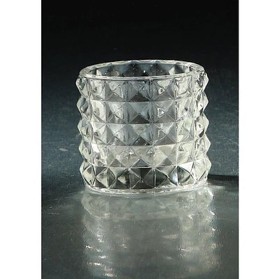 CC Home Furnishings 3" Clear Diamond Pattern Textured Glass Votive or Tea Light Candle Holder