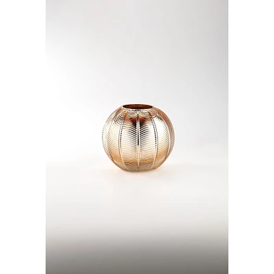 CC Home Furnishings 7.5” Gold Handblown Glass Round Vase