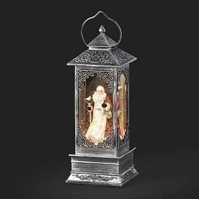 Roman 11" LED Lighted Santa Christmas Snow Globe Lantern