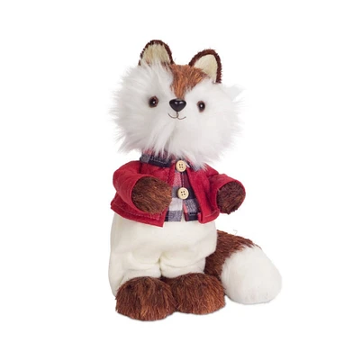Diva At Home 10.75" Brown and White Mr. Fox Christmas Decoration