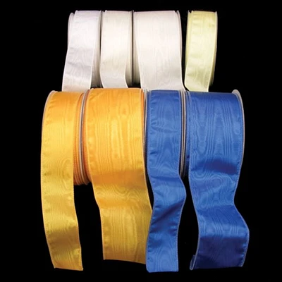 The Ribbon People Set of 4 White and Blue Wired Craft Ribbon 1.5" x 20 Yards