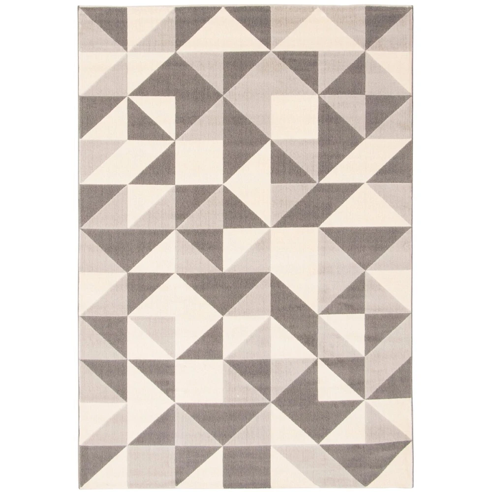 Chaudhary Living 5.25' x 7.5' Gray and Beige Geometric Rectangular Area Throw Rug