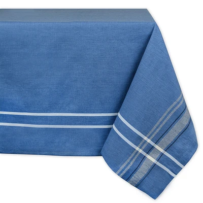 CC Home Furnishings Blue French Striped Pattern Rectangular Tablecloth 60" x 84"