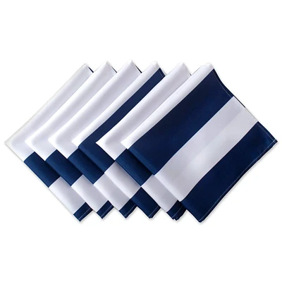 Contemporary Home Living Set of 6 Blue and White Striped Outdoor Square Napkins 20"