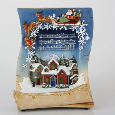 Sterling 10" Blue and Beige LED Lighted Musical Holiday Village Book Christmas Tabletop Decor