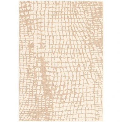 Chaudhary Living 4' x 5.5' Champagne and Taupe Animal Printed Rectangular Area Throw Rug