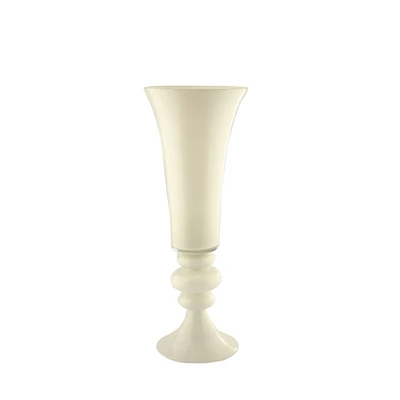 CC Home Furnishings 30" Glossy White Trumpet Tall Vase With Grooved Accent