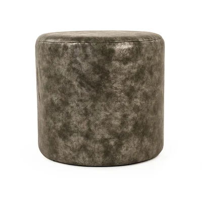 Zentique 16.5" Gray Distressed Finish Upholstered Accent Stool