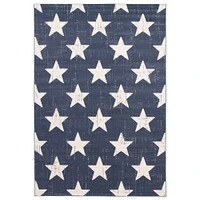 Chaudhary Living 5.25' x 7.5' Blue and White Americana Stars Rectangular Area Throw Rug