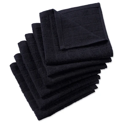 CC Home Furnishings Set of 6 Black Solid Windowpane Squared Dishcloths 12" x 12"