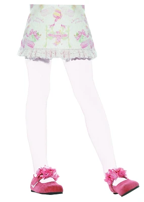 The Costume Center Pink and White Opaque Tights Girl Child Halloween Costume - Extra Large