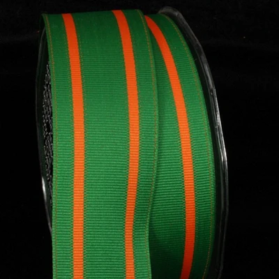 The Ribbon People Green and Orange Striped Wired Craft Ribbon 1.5" x 27 Yards