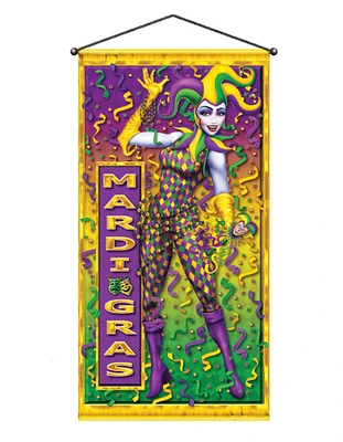 Party Central Club Pack of 12 Yellow and Purple Mardi Gras Metallic Party Door or Wall Hanging Decors 60"