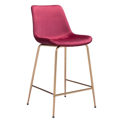 Modern Home 38.5" Red and Gold Upholstered Counter Chair