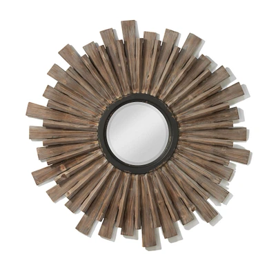 Tripar International 39.5" Brown Wooden Multi-Dimensional Starburst Wall Mirror