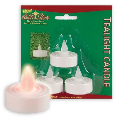 CC Christmas Decor Pack of 3 Flameless Yellow Flickering LED Christmas Tea Light Candles 1.5"