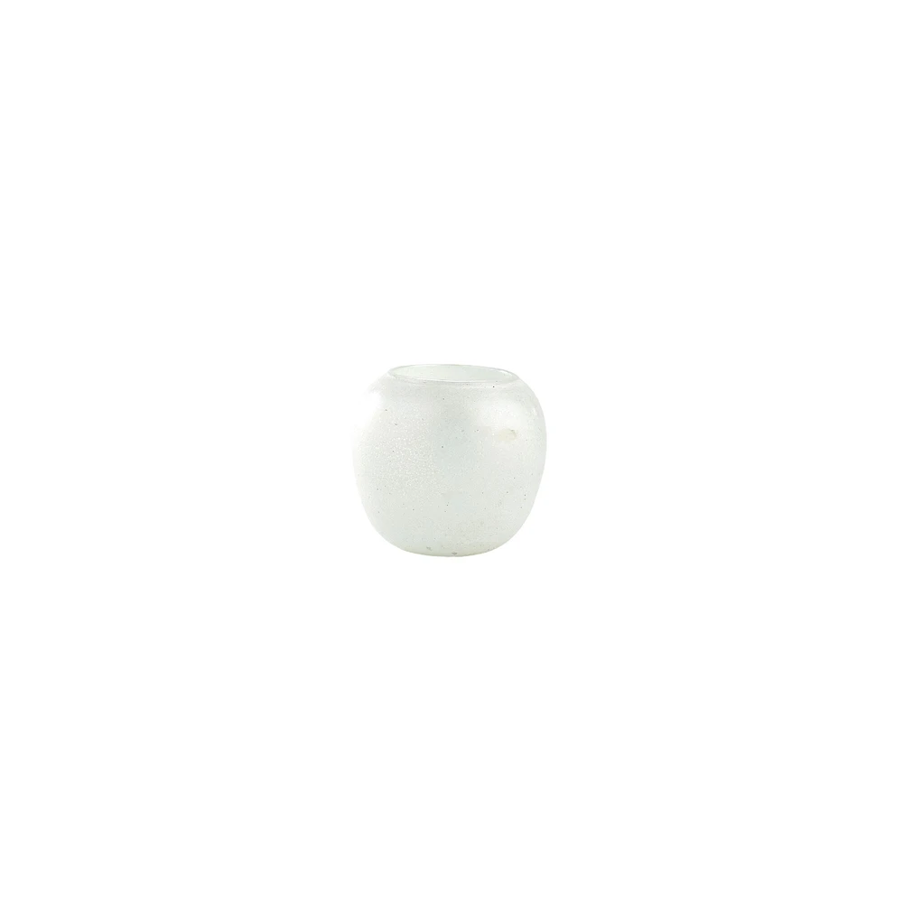 CC Home Furnishings 5" White Handblown Round Glass Vase Tabletop Decoration