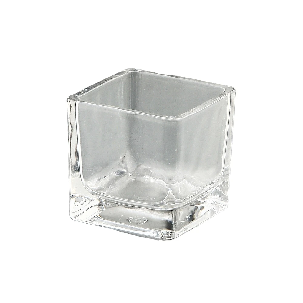 CC Home Furnishings 2.5" Clear Square Handblown Glass Vase