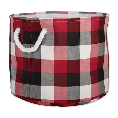 Contemporary Home Living Checkered Round Medium Storage Bin - 15" - Red and Black