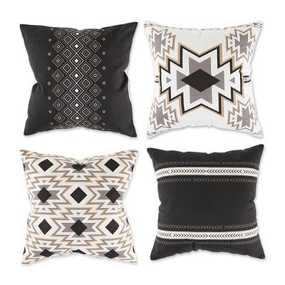 Contemporary Home Living Aztec Throw Pillow Covers - 18" - and White