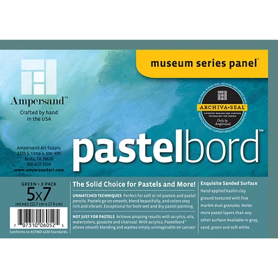Ampersand Art Pastelbord, 5" x 7", Green, 3/Pkg.
