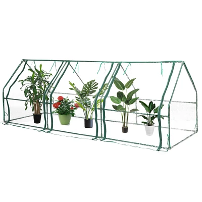 Green Outdoor Waterproof Portable Plant Greenhouse with 2 Clear Zippered Windows