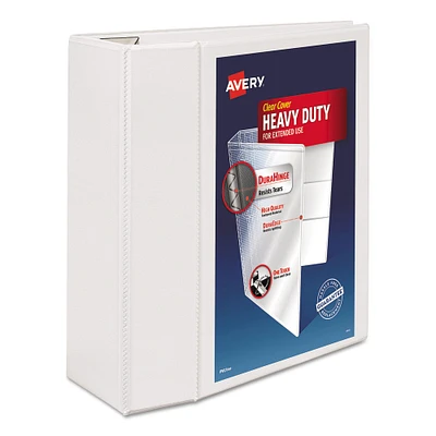 Avery Heavy-Duty View Binder with DuraHinge and Locking One Touch EZD Rings 3 Rings 5 Capacity 11 x 8.5 White