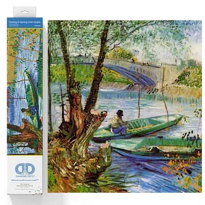 DIAMOND DOTZ ® - Fishing in Spring (Van Gogh), Full Drill, Round Dotz, 16"x20", Van Gogh Diamond Painting, Van Gogh Diamond Art, Diamond Dotz Van Gogh, Van Gogh Paint by Number